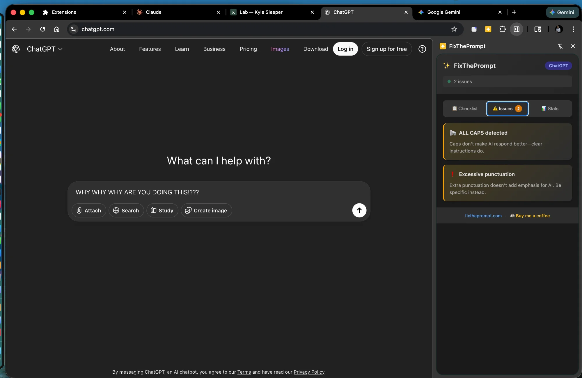 FixThePrompt detecting issues in ChatGPT